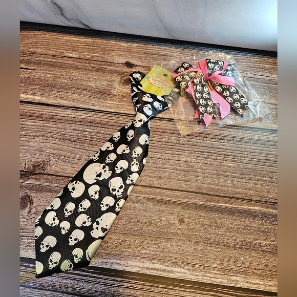 NEW Kids Small Skull Tie and Barrett - Picture 1 of 1
